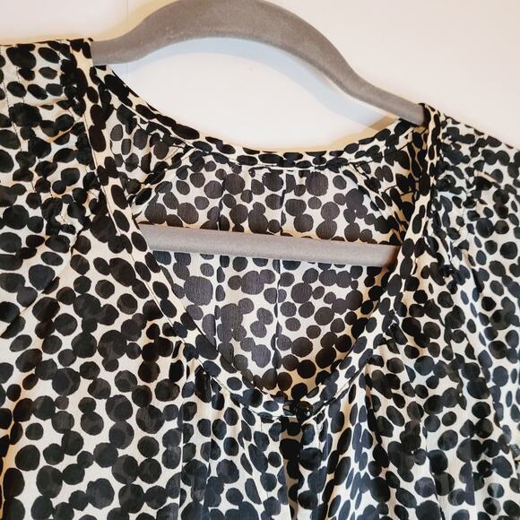 J.Crew womens black and white dotted silk cap sleeve button front blouse size S - Picture 3 of 10